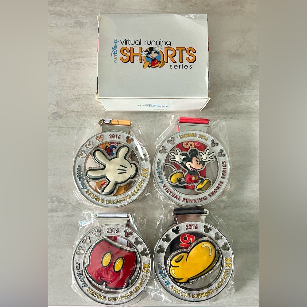 runDisney Medal Set. 4 Virtual Run Medals runDisney shorts series 2016. BNIB
